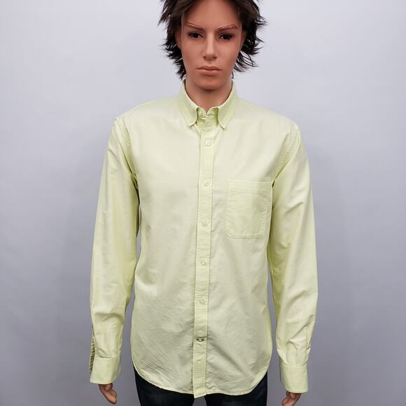 Club Monaco Oxford Shirt Men L Slim fit Button down Long Sleeve Yellow Solid - Picture 14 of 14